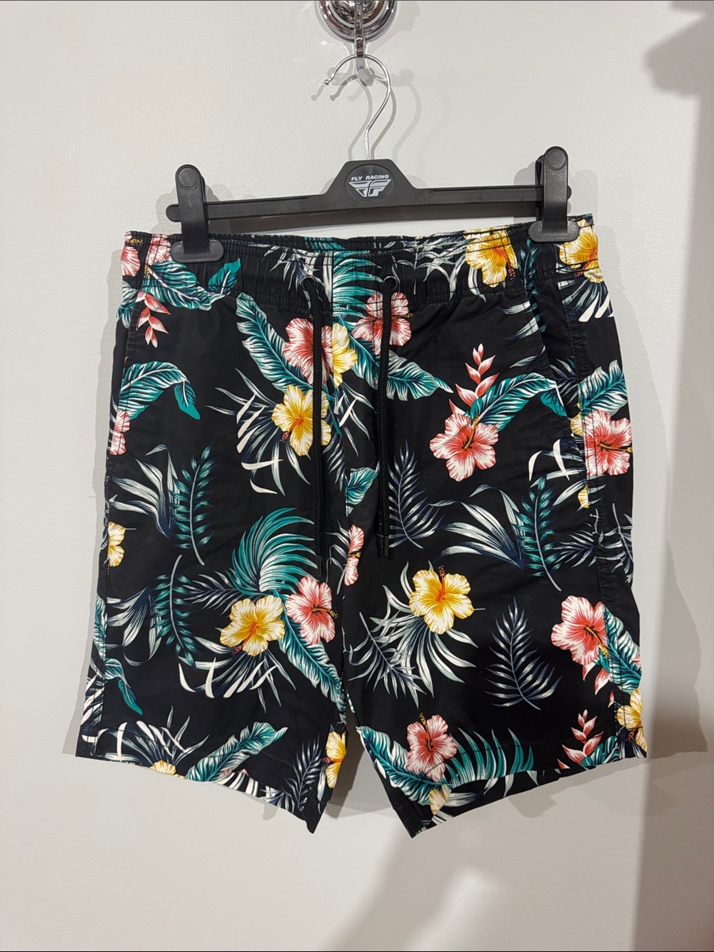 George Black Floral Board Shorts with Yellow & Pink Blooms